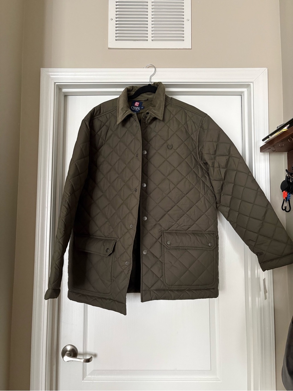 Chaps Olive Green Quilted Shirt Jacket